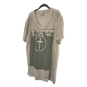 ROGUE Cross GREY Washed V-Neck TEE SHIRT Ref  140-A 5023 Cotton ( 2XL )